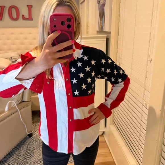 Scully Red, White, and Blue button down shirt. Youth XL. - Picture 2 of 4